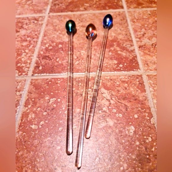 Pier 1 Vintage Collectible Swizzle Sticks Blown Glass Set/3 EUC - Picture 1 of 3